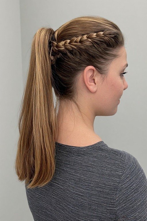 High Ponytail with Braided Accent Hairstyle