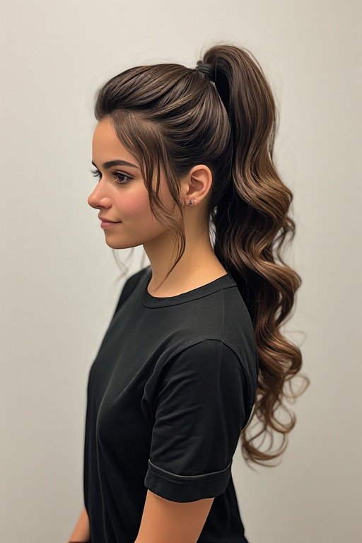 High Ponytail with Waves Hairstyle