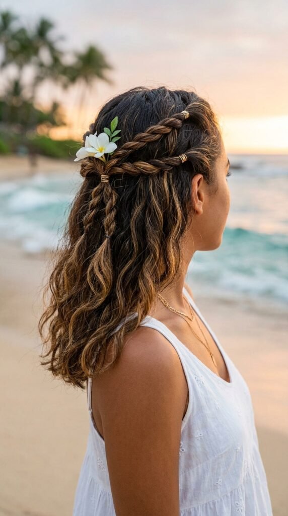 Island Glow Half-Up Twists Hairstyle