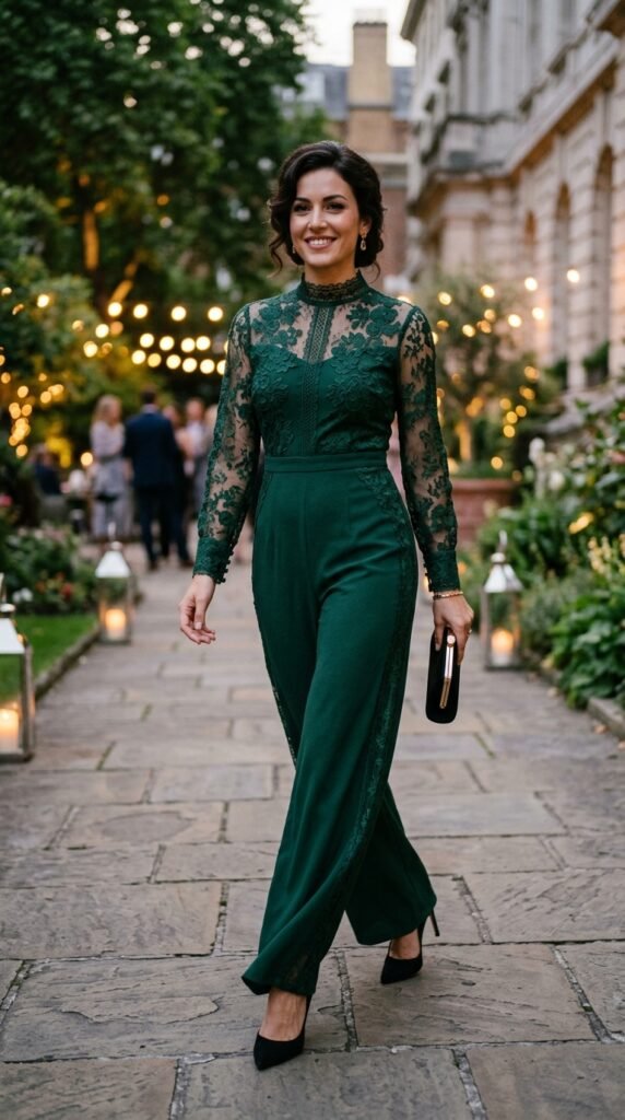 Lace-Detail-Dark-Green-Jumpsuit