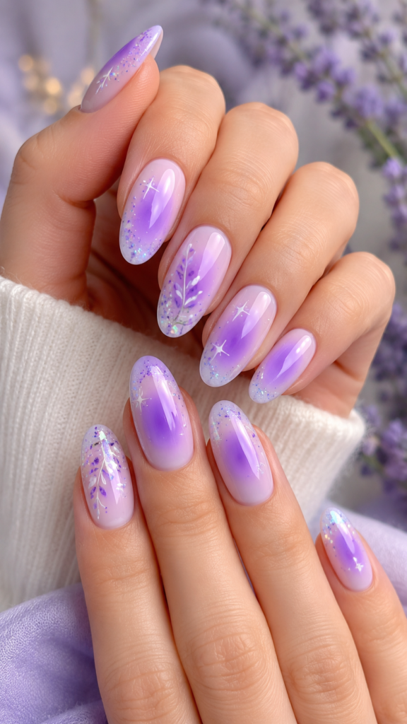 Lavender Glow Aura Nails Art