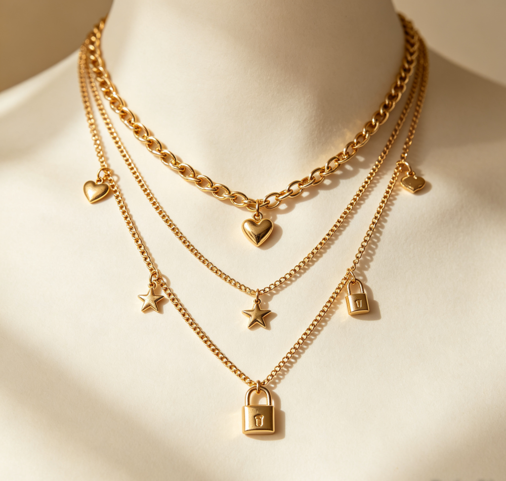  Layered Gold Charm Necklaces