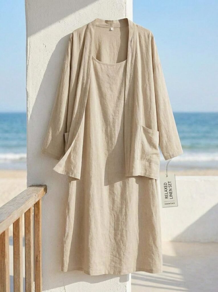 Lightweight Cardigan Over a Simple Tank Dress