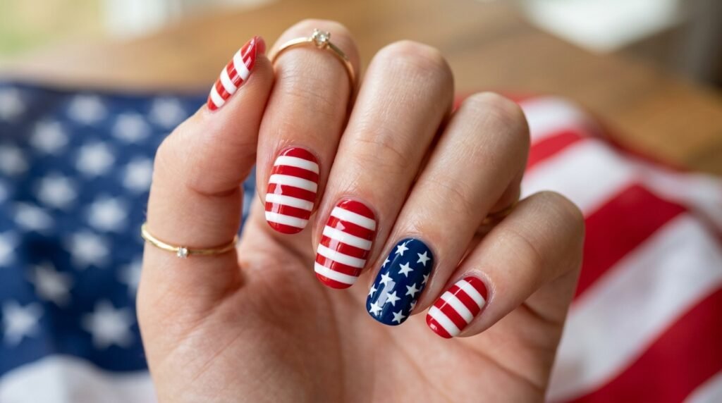 Matte Independence Day Nails