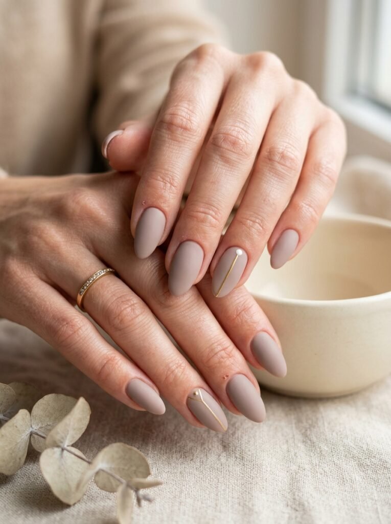 Matte Taupe Nail Art