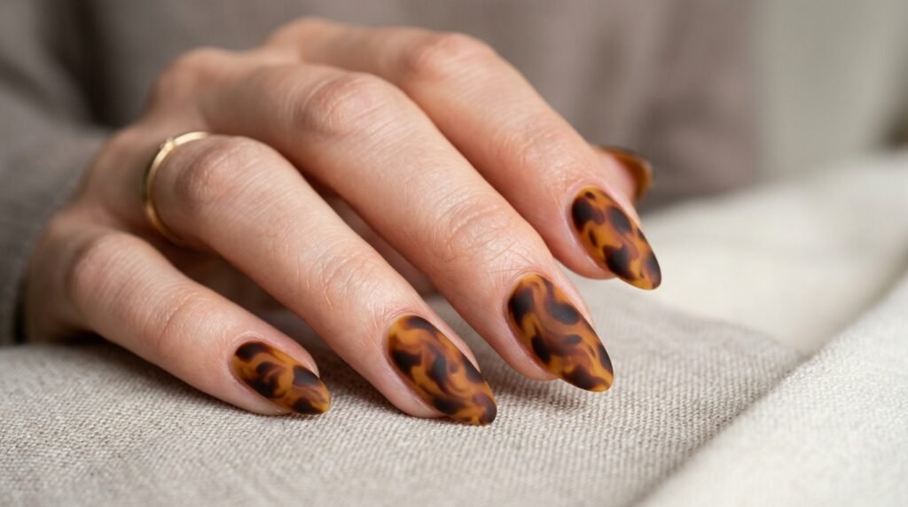 Matte Tortoiseshell Nail Art