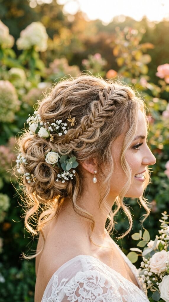 Messy Romantic Curly Updo Hairstyle