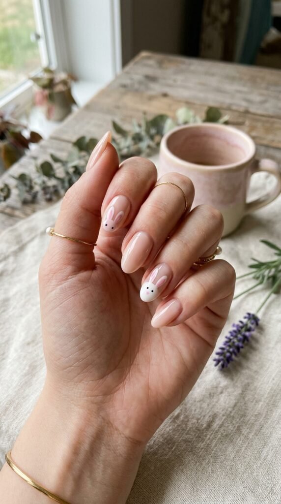 Minimal-Bunny-Ears-Nail-Art-Ideas-The-Pastel-Pink-Accent-Style