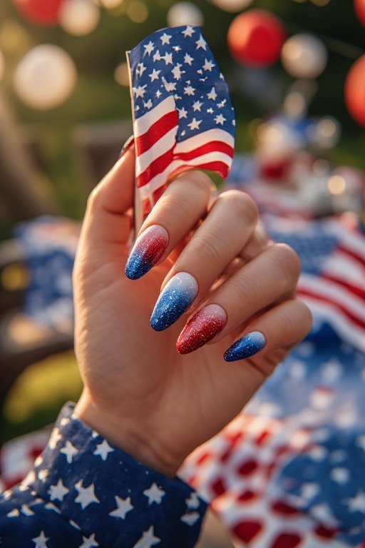 Ombre Patriotic Nails