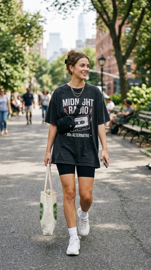 Oversized-Graphic-Tee-with-Biker-Shorts
