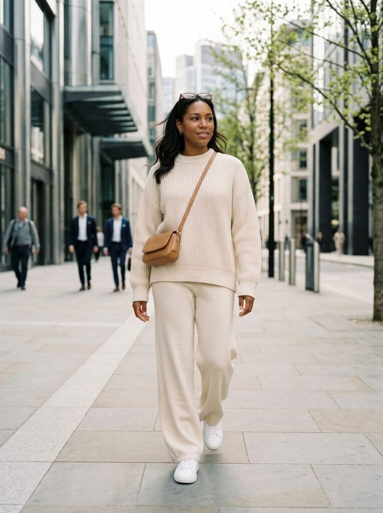 Oversized Knit Set with Sneakers