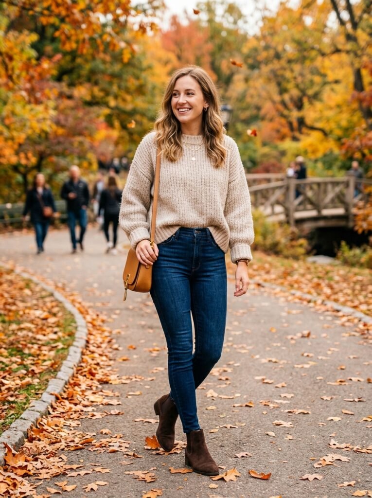 Oversized Sweater and Skinny Jeans Fall Outfit
