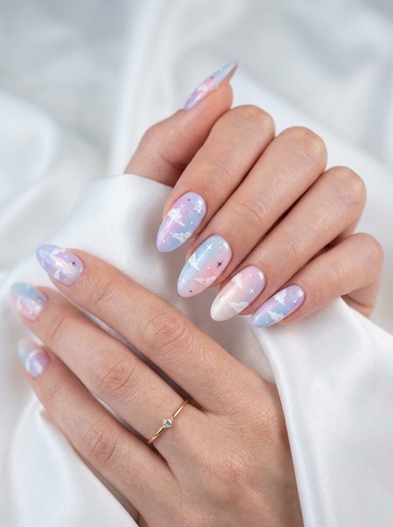 Pastel Sky Star Nails
