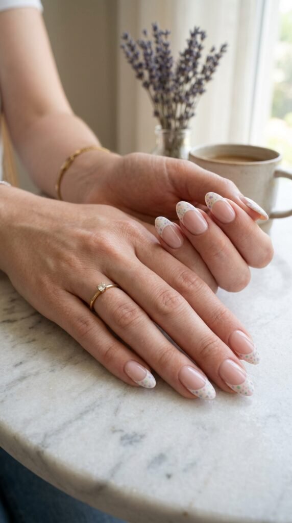 Pastel Speckled French Tips Nail Art