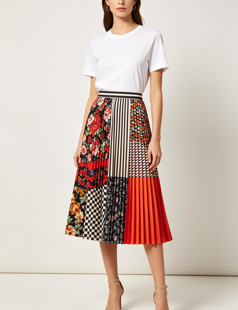 Patchwork Perfect Pleated Skirt
