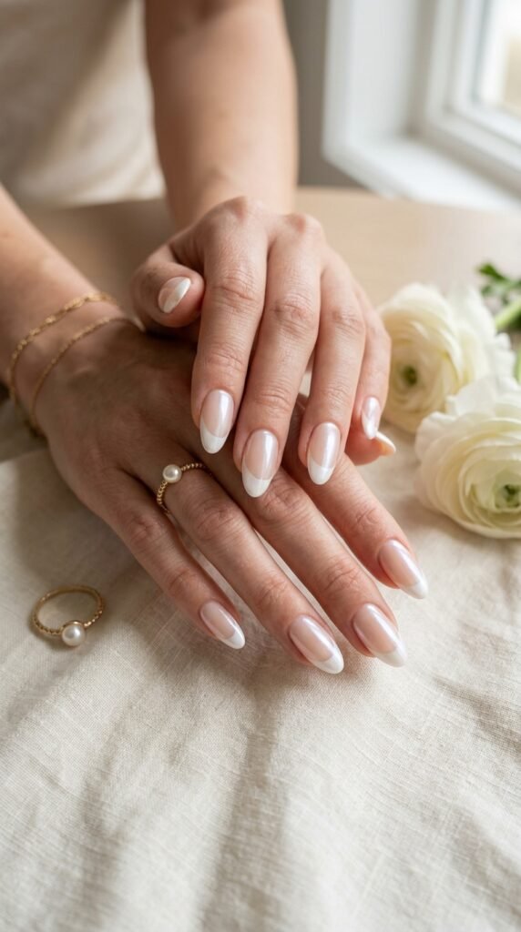 Pink Pearl French Tips Nail Art