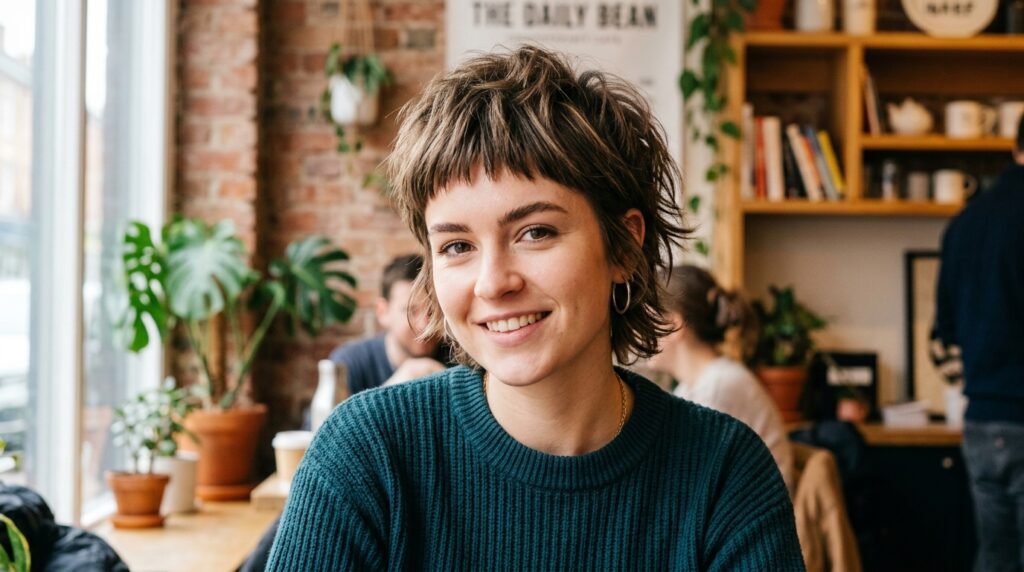 Pixie Shag Hairstyle with Baby Bangs