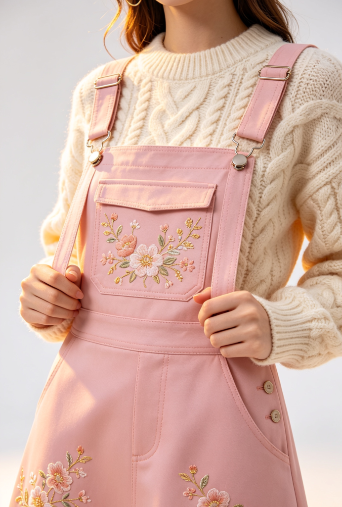 Playful-Overall-Dress-over-a-Sweater.
