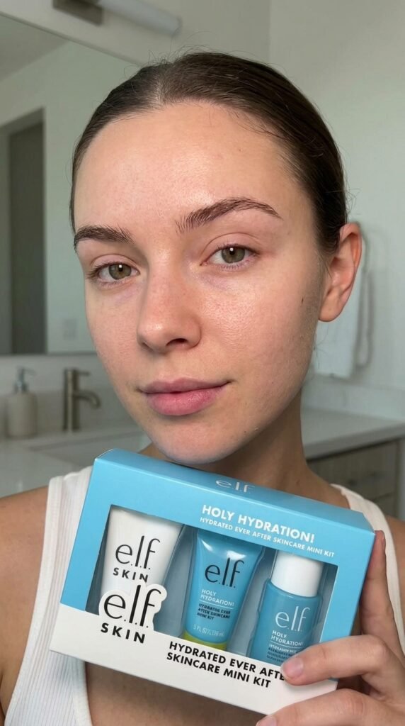 Pre-Makeup-Hydration-Canvas-Using-e.l.f.-SKIN-Holy-Hydration-Hydrated-Ever-After-Skincare-Mini-Kit
