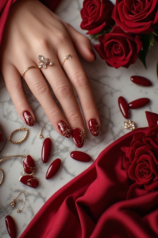 Ruby Red Moody Nail Art Design