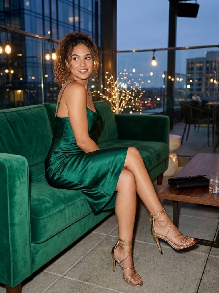 Satin Slip Dress + Strappy Heels