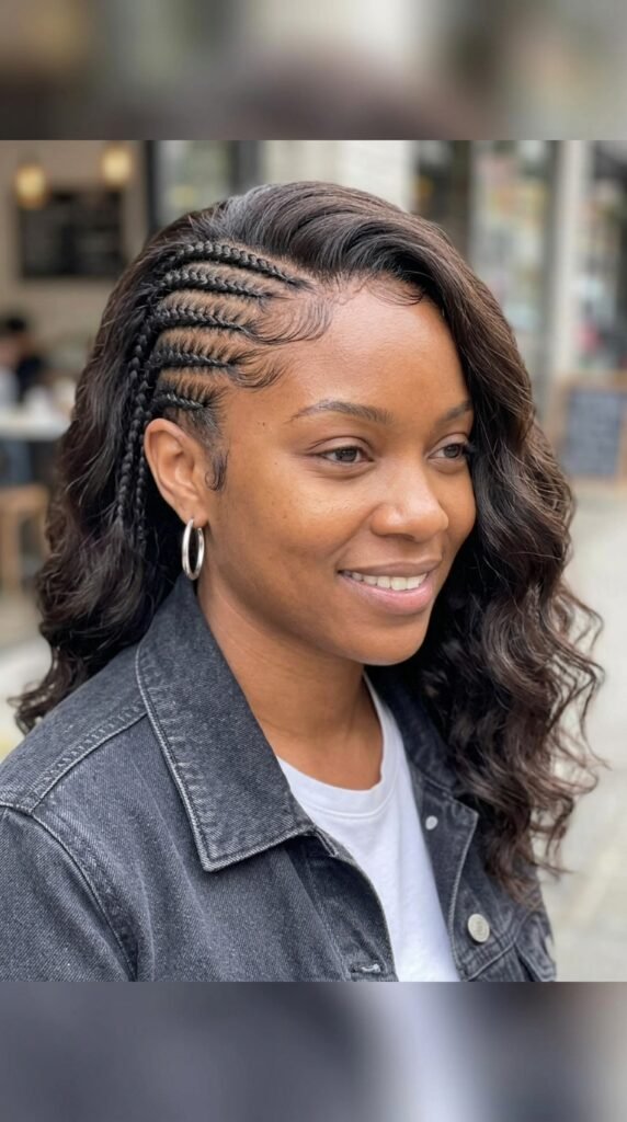Side Cornrows with Body Wave Half Wig