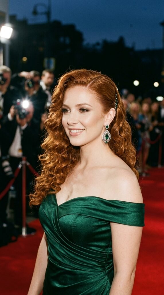 Side Swept Curly Red Carpet Look Hairstyle
