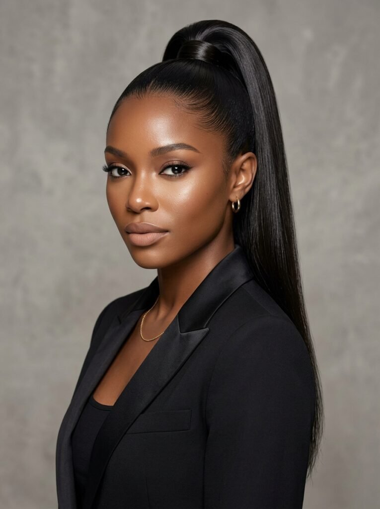 Silk Press High Ponytail