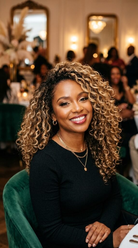Sleek Root Curly Glam Style Hairstyle