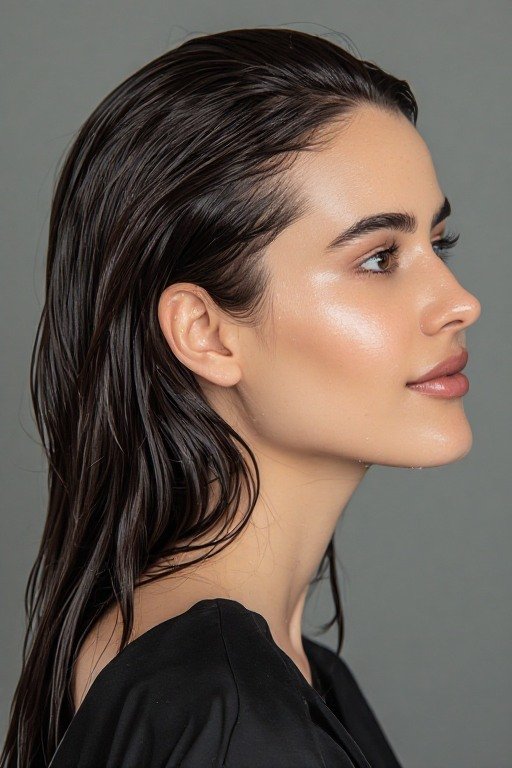 Slicked-Back Wet Look