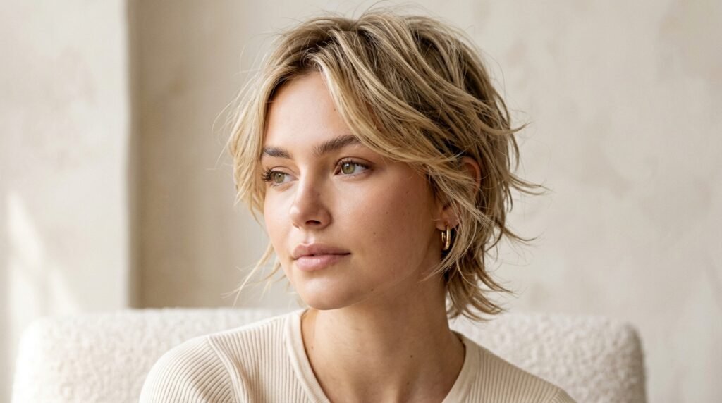 Soft Feathered Pixie Shag Hairstyle