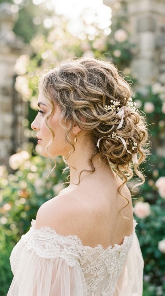 Soft Loose Romantic Curly Updo Hairstyle
