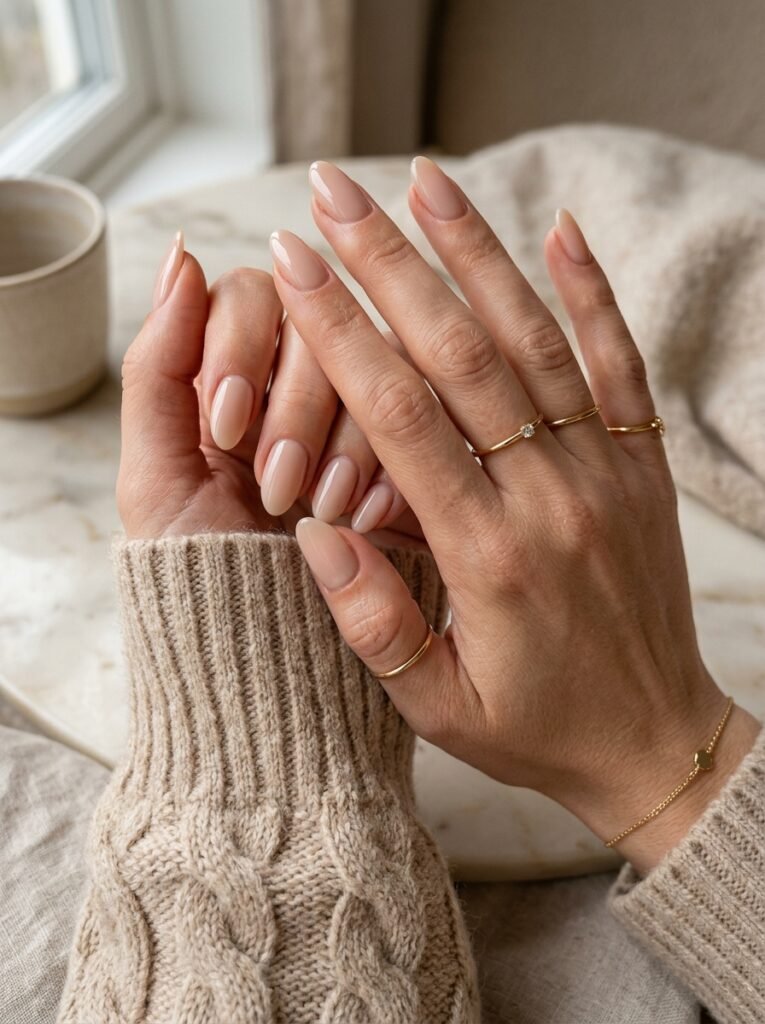 Soft Milky Nude Nails