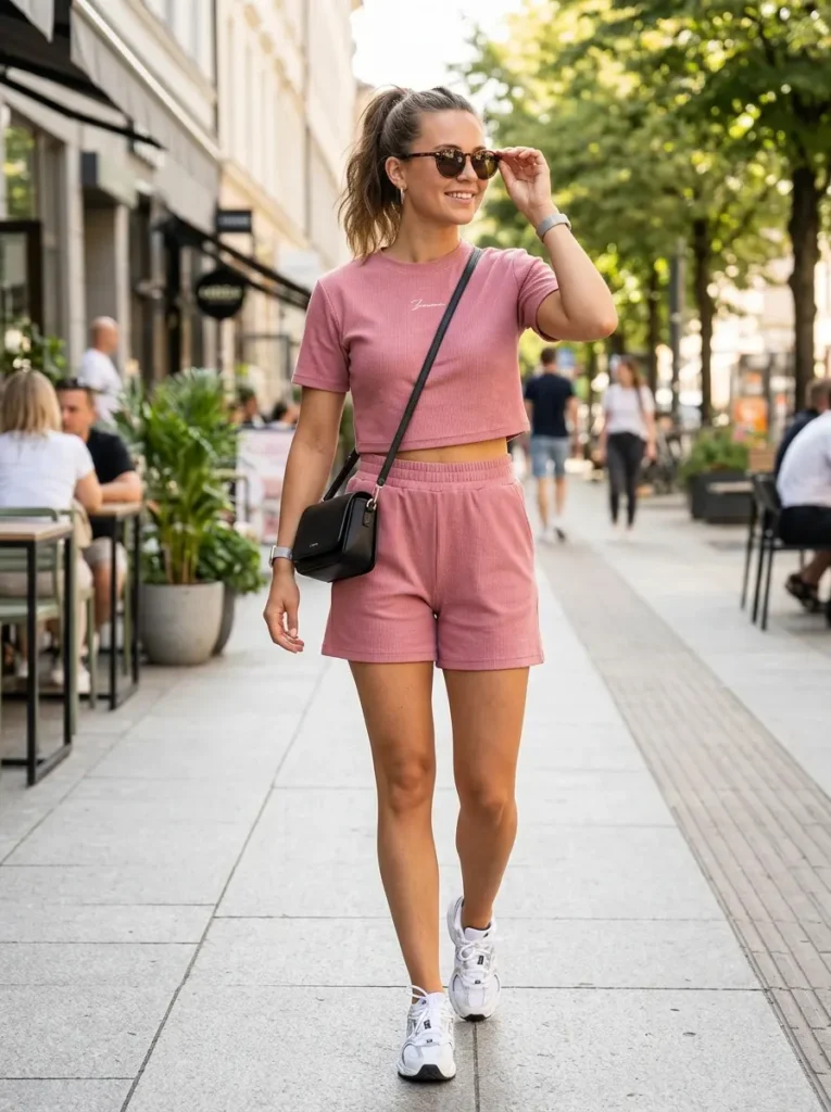 Sporty Crop Top and Matching Shorts Set