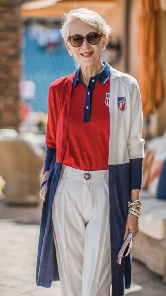 Stylish-Patriotic-Color-Block-Midi-Cardigan
