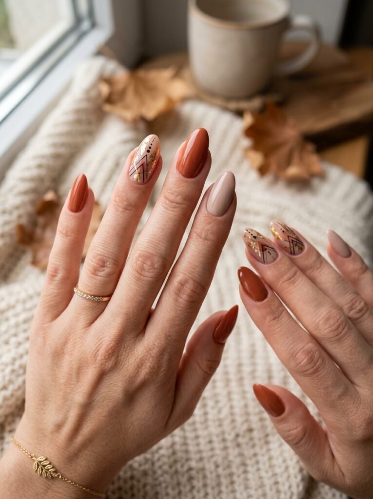 Terracotta Accent Nail Design