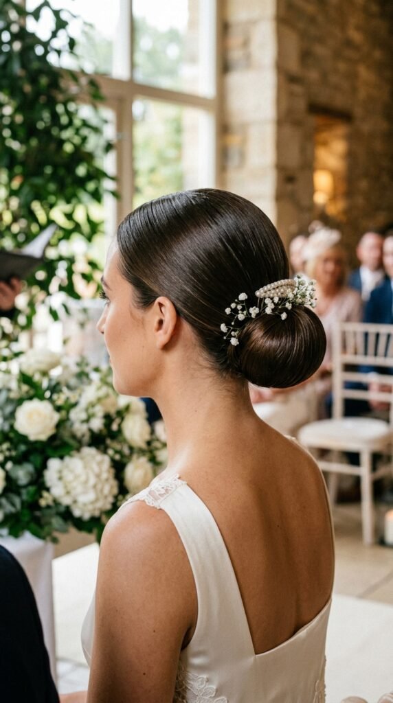 Textured Sleek Bridal Bun Hairstyle