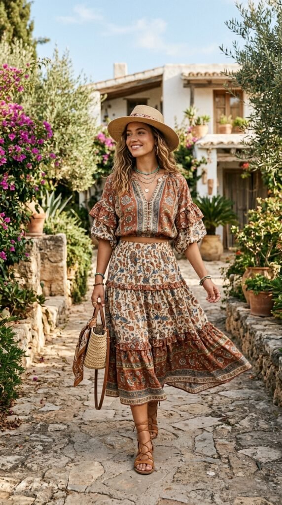 The-Boho-Tiered-Midi-Skirt-Co-ord-Set. 
