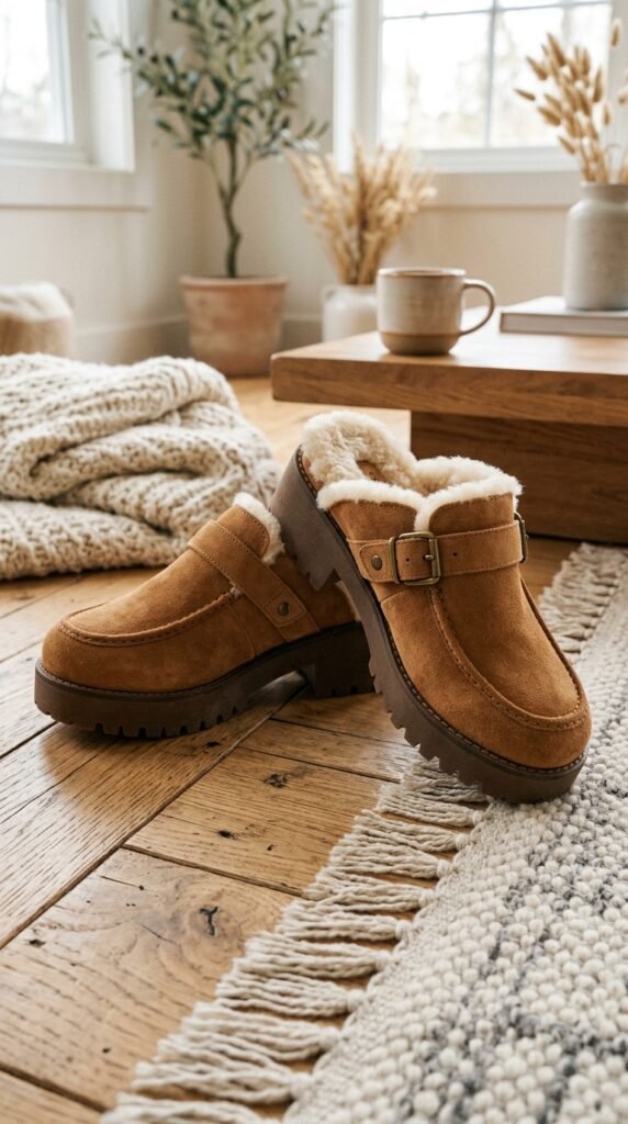 The-Chunky-Wood-Sole-Genuine-Suede-Clogs-for-Women
