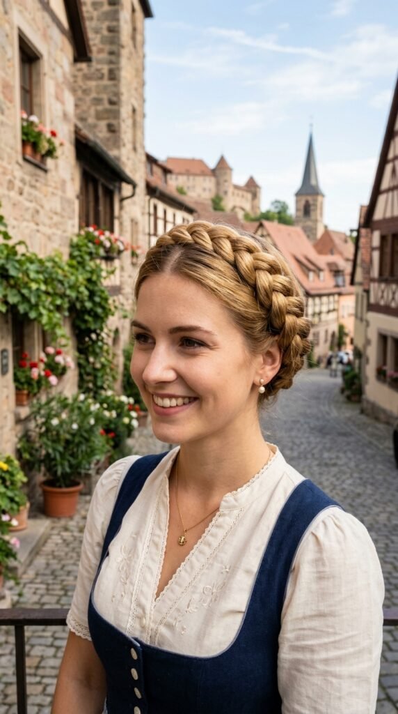 The Classic European Dutch Braid Crown Hairstyle