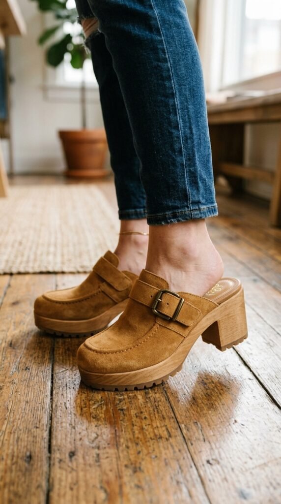 The-Classic-Tan-Genuine-Suede-Clogs.
