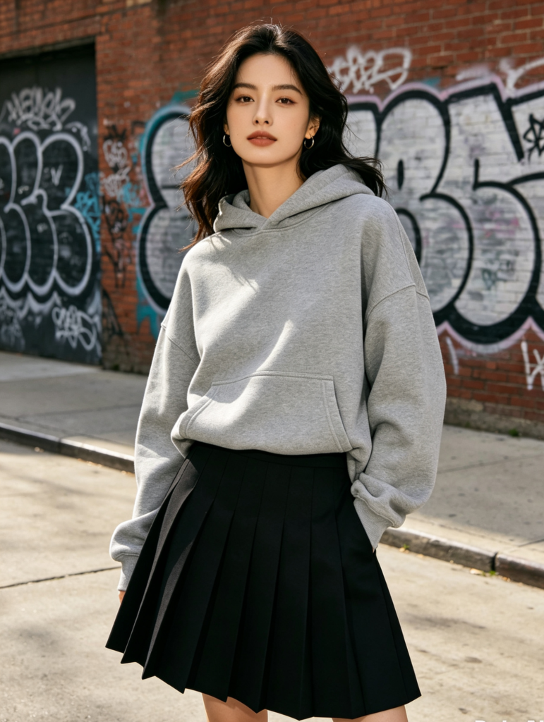 The Comfy Contrast Hoodie and Pleated Skir 