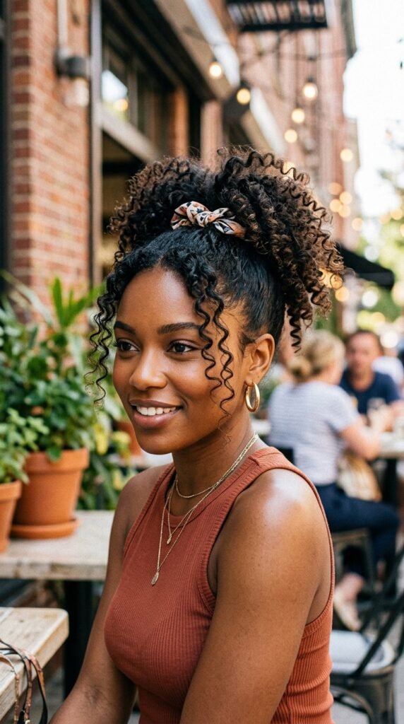 The Curly High Pony-Bun Hairstyle