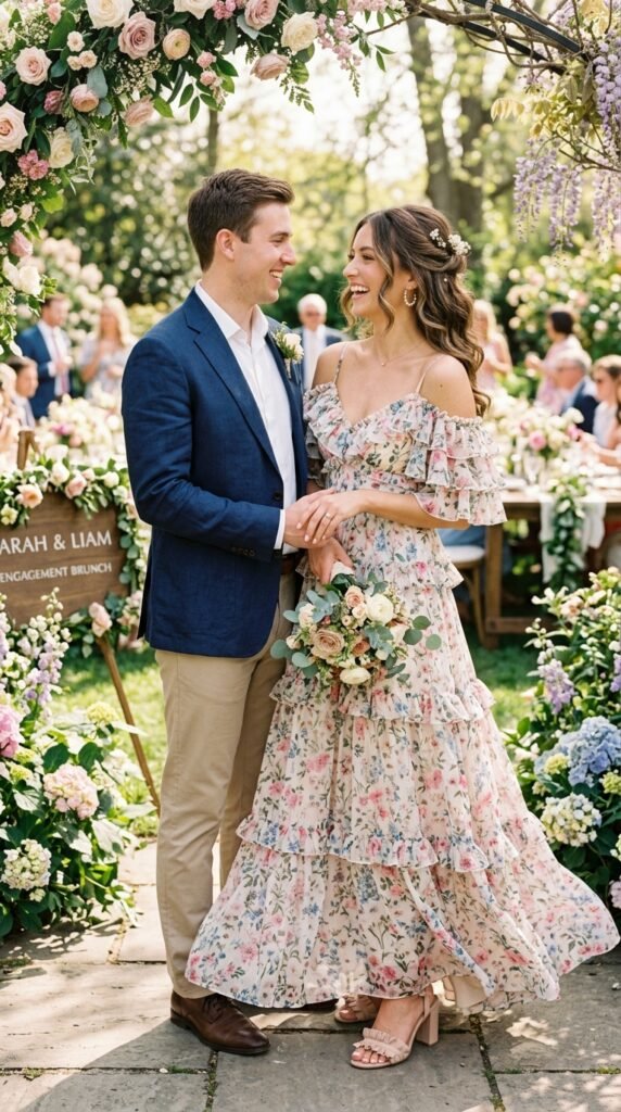 The-Floral-Ruffle-Gown-Engagement-Outfit-Ideas 