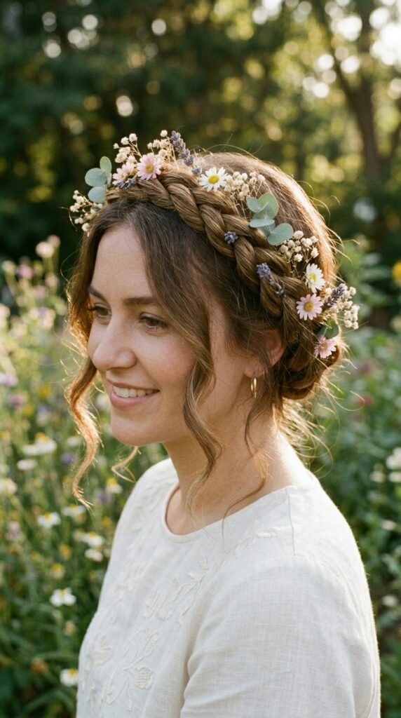 The Floral Twist Crown Braid Hairstyle