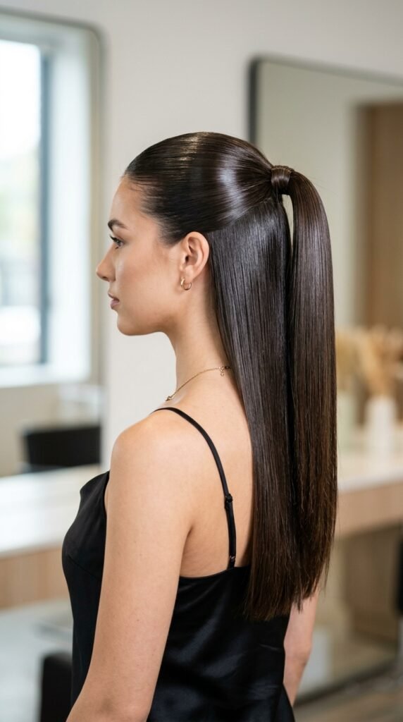 The Half-Up Glass Ponytail Hairstyle