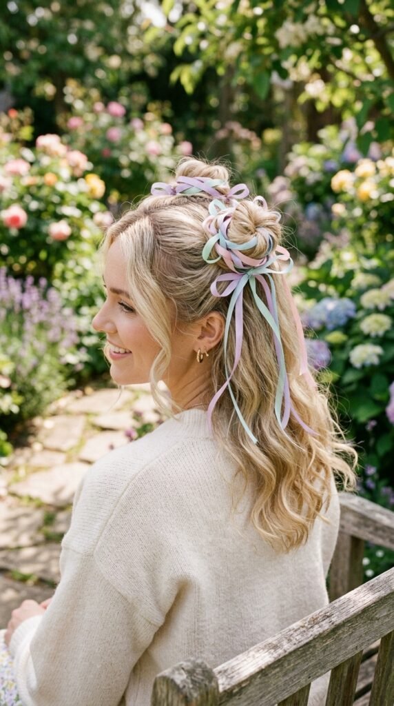 The Half-Up Pastel Ribbon Buns