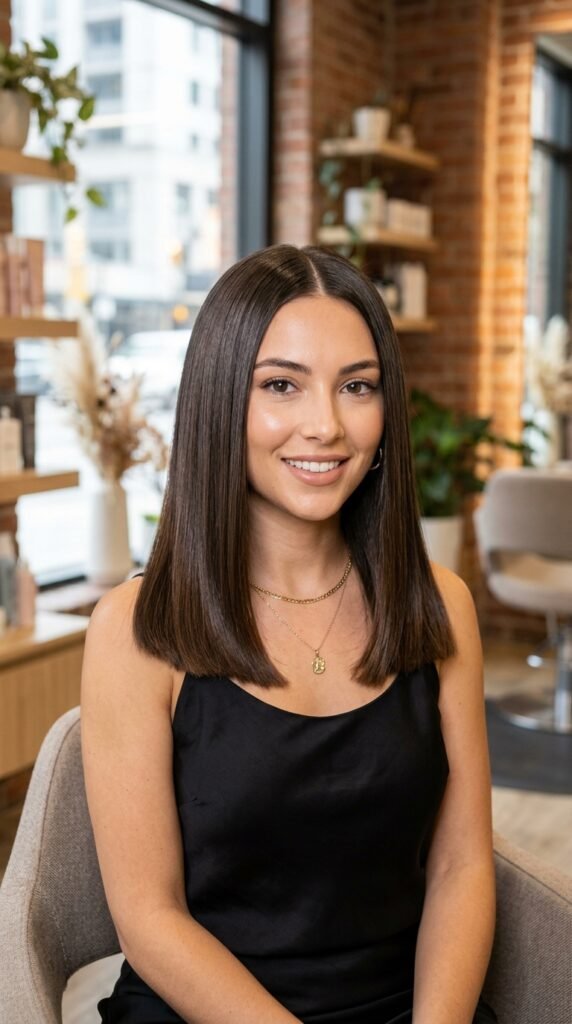 The Middle Part Glass Lob Hairstyle