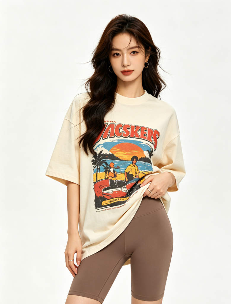  The Oversized Graphic Tee and Biker Shorts Combo