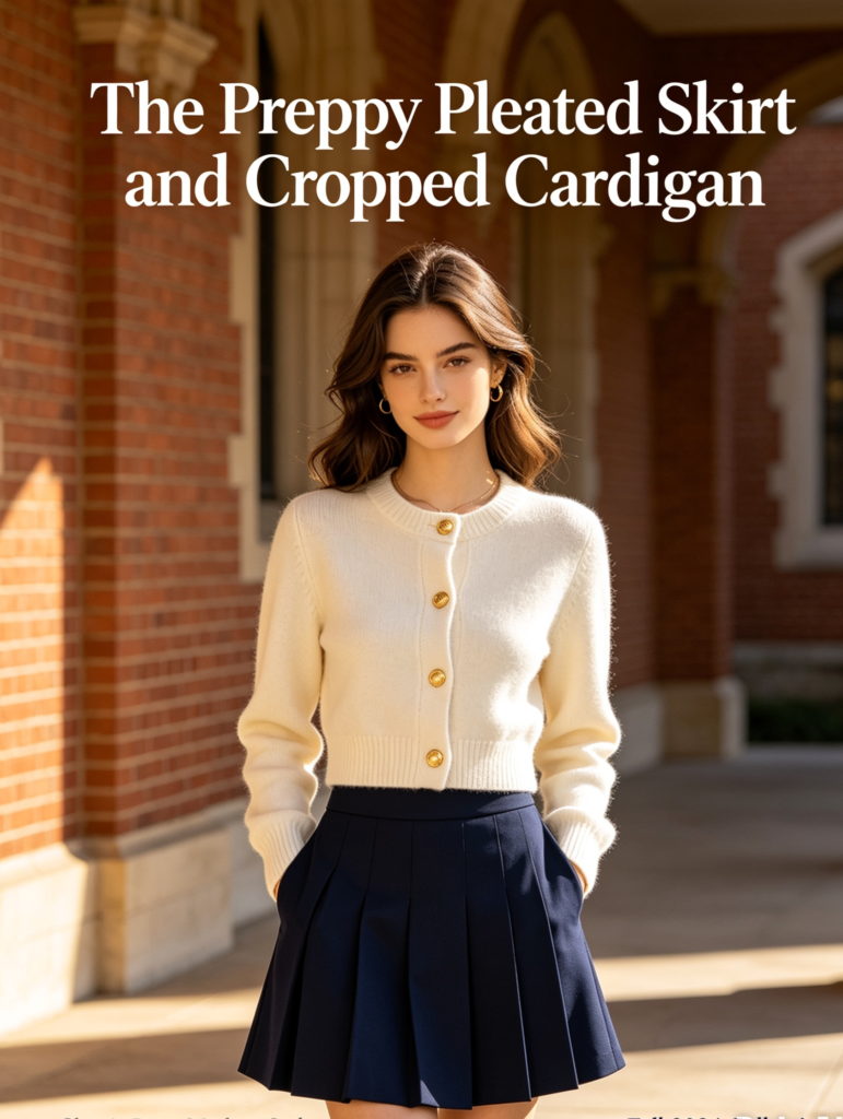  The Preppy Pleated Skirt and Cropped Cardigan